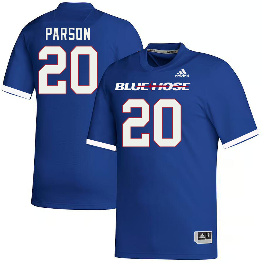 Men-Youth #20 Dealo Parson Presbyterian Blue Hose 2023 College Football Jerseys Stitched Sale-Blue